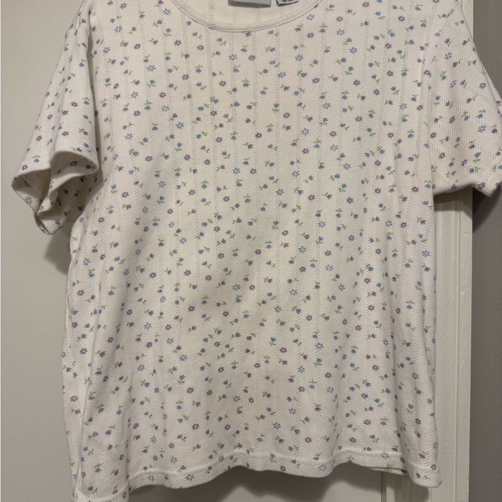Floral Patterned White T-Shirt